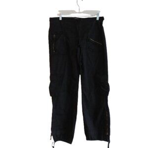 XCVI Black Straight Leg Cotton Cargo Pants Pockets Grunge Goth Alt